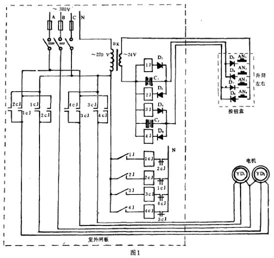 電動(dòng)葫蘆工作原理 圖1 圖1 電路工作原理